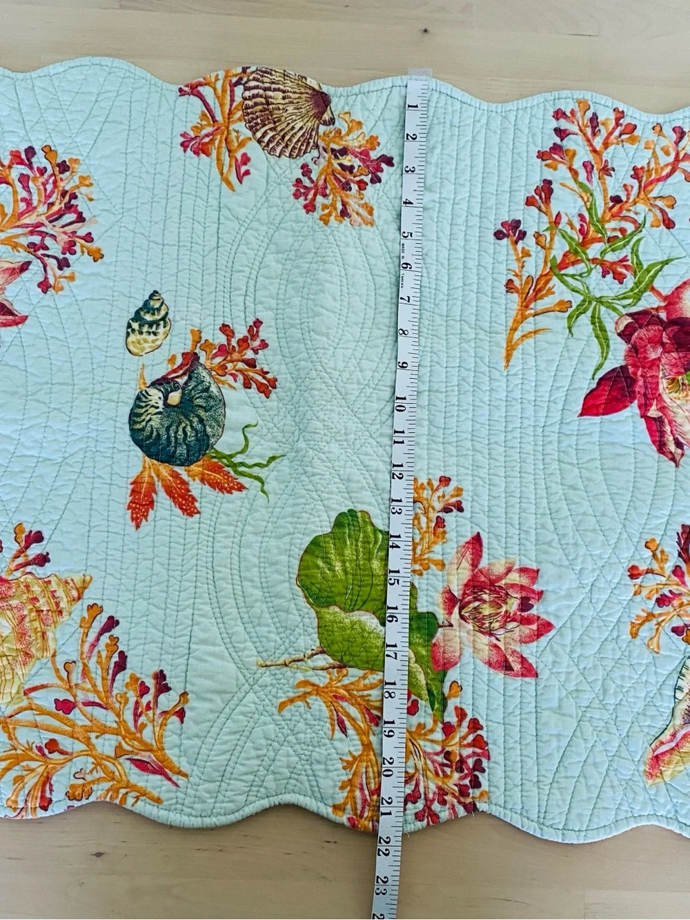 Light Blue Floral Seashell Quilt  Bedding pillowcase finish size 20x26”